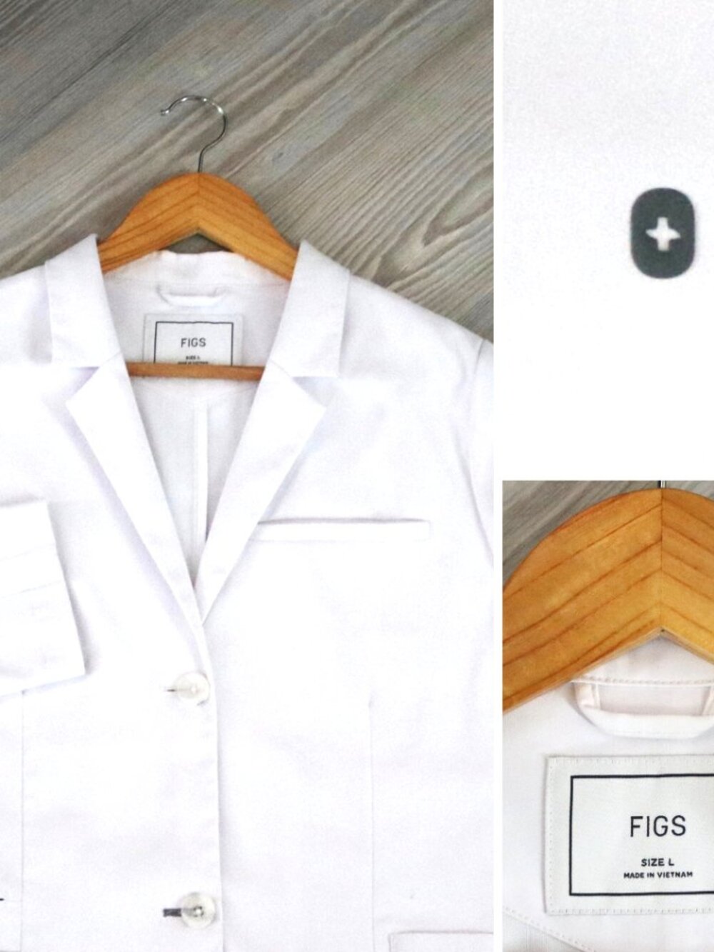 FIGS Bellevue Lab Coat Women's White Short 2-Button Blazer Doctor Nurse Size L